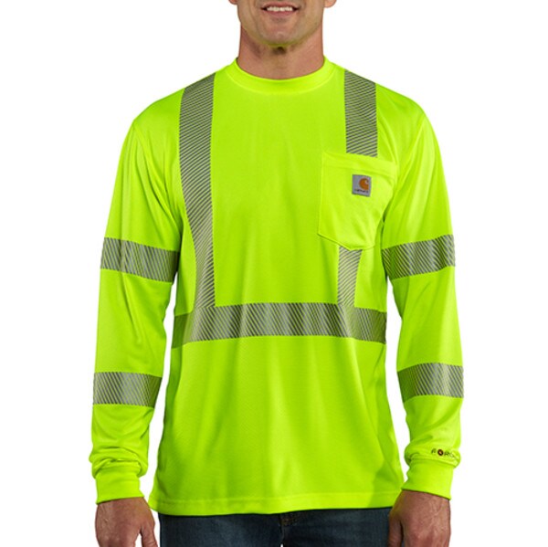 Carhartt Force Class 3 Hi-Vis Long Sleeve T-Shirt in Bright Lime